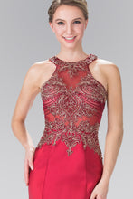 Load image into Gallery viewer, Beads and Embroidery Embellished Sheer Bodice Jersey Long Dress
