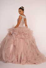 Load image into Gallery viewer, Beads and Sequin Embellished Bodice Boat Neck Ball Gown

