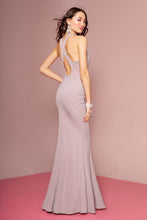 Load image into Gallery viewer, Cross Strap Neckline Jersey Mermaid Long Dress w/ Slit
