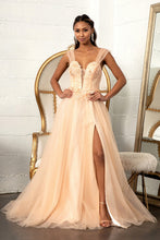 Load image into Gallery viewer, 3-D Flower Embellished Mesh A-line Dress w/ Lace-up Open Back
