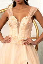 Load image into Gallery viewer, 3-D Flower Embellished Mesh A-line Dress w/ Lace-up Open Back
