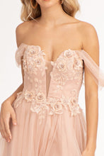 Load image into Gallery viewer, 3-D Flower Embellished Mesh A-line Dress w/ Lace-up Open Back
