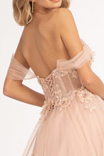 Load image into Gallery viewer, 3-D Flower Embellished Mesh A-line Dress w/ Lace-up Open Back
