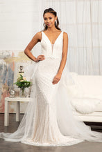 Load image into Gallery viewer, 3-D Flower Applique Mermaid Mesh Wedding Gown w/ Detached Mesh Layer
