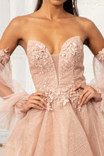 Load image into Gallery viewer, 3-D Flower Embellished Glitter Netting A-line Dress w/ Detached Long Sleeves
