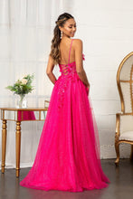 Load image into Gallery viewer, 3-D Flower Applique Glitter Mesh A-line Dress w/ Embroidery and Sequin
