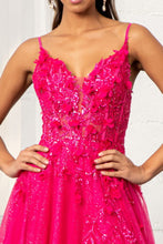 Load image into Gallery viewer, 3-D Flower Applique Glitter Mesh A-line Dress w/ Embroidery and Sequin
