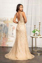 Load image into Gallery viewer, 3-D Flower Glitter Embellished Mermaid Dress w/ Sheer Sides
