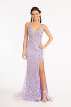 Load image into Gallery viewer, 3-D Flower Glitter Embellished Mermaid Dress w/ Sheer Sides
