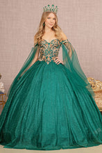 Load image into Gallery viewer, Glitter Sheer Bodice Mesh Ball Gown w/ Detachable Mesh Layers
