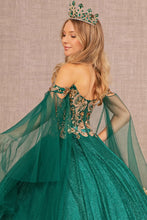 Load image into Gallery viewer, Glitter Sheer Bodice Mesh Ball Gown w/ Detachable Mesh Layers
