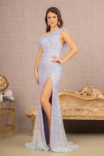 Load image into Gallery viewer, Sequin Asymmetric Cut-out Back Mermaid Dress w/ Feather Strap
