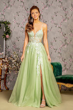 Load image into Gallery viewer, 3-D Butterfly Sheer Corset Bodice Mesh A-line Long Dress
