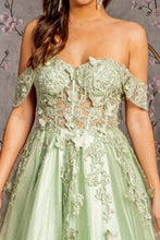 Load image into Gallery viewer, 3-D Butterfly Bead Sheer Bodice Mesh A-line Long Dress
