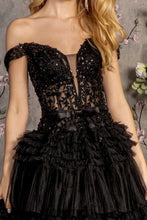 Load image into Gallery viewer, 3-D Flower Off Shoulder Mesh A-line Long Dress w/ Ribbon waist Band
