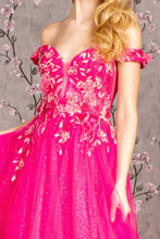 Load image into Gallery viewer, 3-D Flower Emboridery Sheer Bodice Mesh A-line Long Dress

