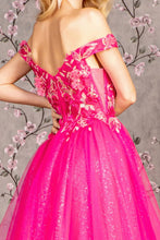 Load image into Gallery viewer, 3-D Flower Emboridery Sheer Bodice Mesh A-line Long Dress
