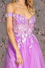 Load image into Gallery viewer, 3-D Flower Emboridery Sheer Bodice Mesh A-line Long Dress
