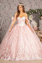 Load image into Gallery viewer, Detachable Ribbons Jewel Mesh Ball Gown w/ Side Mesh Long Drapes
