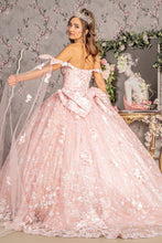 Load image into Gallery viewer, Detachable Ribbons Jewel Mesh Ball Gown w/ Side Mesh Long Drapes
