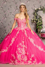 Load image into Gallery viewer, 3-D Flower Jewel Sheer Corset Bodice Mesh Ball Gown

