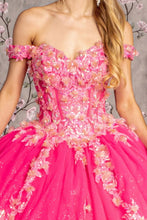 Load image into Gallery viewer, 3-D Flower Jewel Sheer Corset Bodice Mesh Ball Gown
