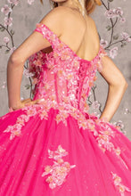 Load image into Gallery viewer, 3-D Flower Jewel Sheer Corset Bodice Mesh Ball Gown
