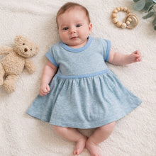 Load image into Gallery viewer, short sleeve twirl dress | periwinkle colorblock
