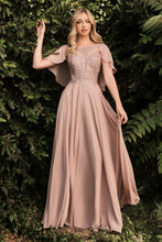 Load image into Gallery viewer, A-Line Chiffon Gown With Caplet
