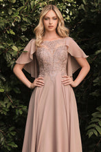 Load image into Gallery viewer, A-Line Chiffon Gown With Caplet
