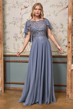 Load image into Gallery viewer, A-Line Chiffon Gown With Caplet
