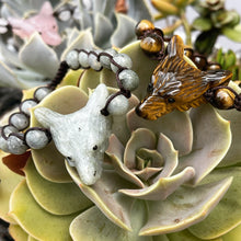Load image into Gallery viewer, Wolf Spirit Animal Gemstone woven bracelet
