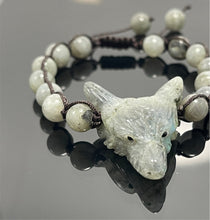 Load image into Gallery viewer, Wolf Spirit Animal Gemstone woven bracelet
