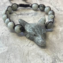 Load image into Gallery viewer, Wolf Spirit Animal Gemstone woven bracelet
