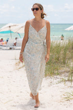 Load image into Gallery viewer, Strappy Wrap Dress in Blue Florals
