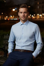 Load image into Gallery viewer, "Jamison" Blue Twill Spread Collar Dress Shirt
