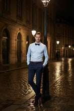 Load image into Gallery viewer, "Jamison" Blue Twill Spread Collar Dress Shirt
