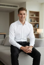 Load image into Gallery viewer, "Jamison" White Twill Spread Collar Dress Shirt
