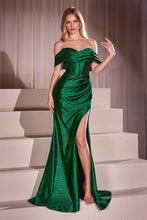 Load image into Gallery viewer, Off The Shoulder Glitter Dusted Fitted Dress
