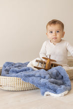 Load image into Gallery viewer, Super Cozy Blue Zig-Zag Fur Blanket
