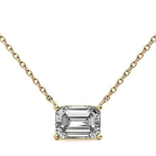 Load image into Gallery viewer, 2.00 CTW AGI Certified Lab-Grown Emerald-Cut Diamond Solitaire Pendant in Choice Of 14K White or Yellow Gold
