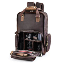 Load image into Gallery viewer, The Gaetano | Large Leather Backpack Camera Bag with Tripod Holder
