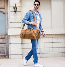 Load image into Gallery viewer, The Bard Weekender | Handmade Leather Duffle Bag
