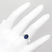 Load image into Gallery viewer, 2.00 CTW Lab Created Oval Blue Sapphire &amp; Diamond 3-Stone Engagement Ring in 14kt Gold
