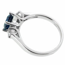 Load image into Gallery viewer, 2.00 CTW Lab Created Oval Blue Sapphire &amp; Diamond 3-Stone Engagement Ring in 14kt Gold
