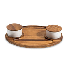 Load image into Gallery viewer, Charcuterie Board with 2 Ceramic Dishes 15" x 12"
