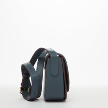 Load image into Gallery viewer, Leather Saddle Bag Blue Crossbody Purse

