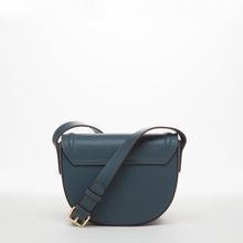 Load image into Gallery viewer, Leather Saddle Bag Blue Crossbody Purse
