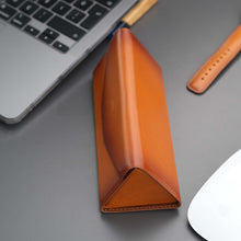 Load image into Gallery viewer, Triangle Leather Glasses Case – Vintage Eyewear Holder
