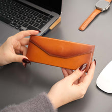 Load image into Gallery viewer, Triangle Leather Glasses Case – Vintage Eyewear Holder
